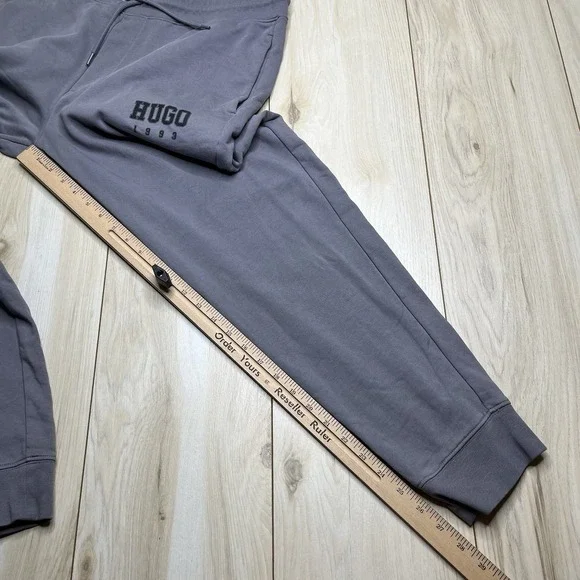 Hugo Boss Terry Knit Logo Sweatpants Joggers Mens XL Gray Tapered Cotton - Picture 9 of 14